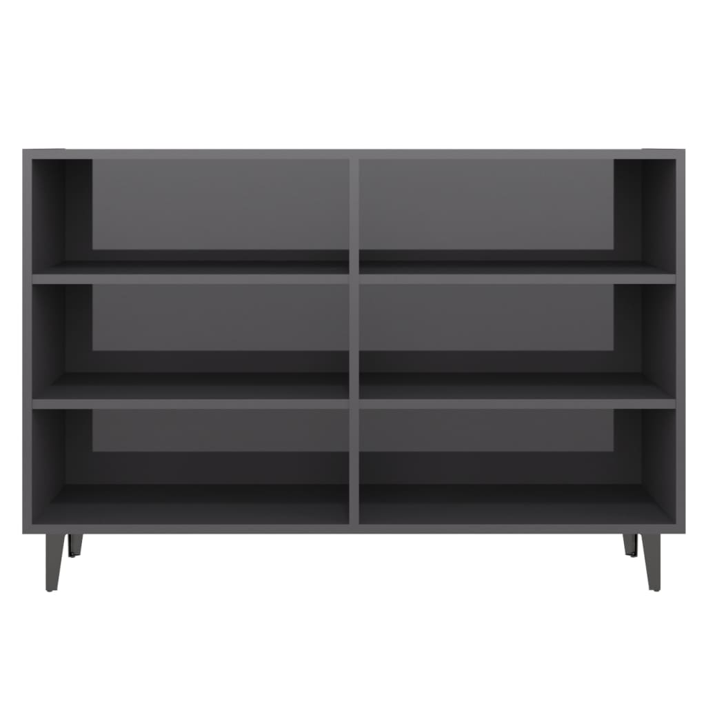 Skjenk høyglans grå 103,5x35x70 cm konstruert tre