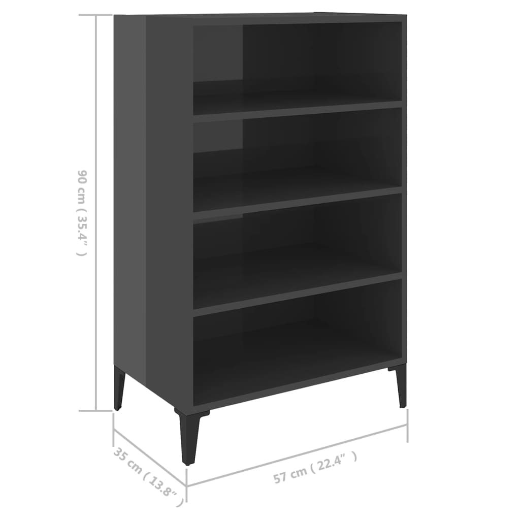 Skjenk høyglans grå 57x35x90 cm konstruert tre