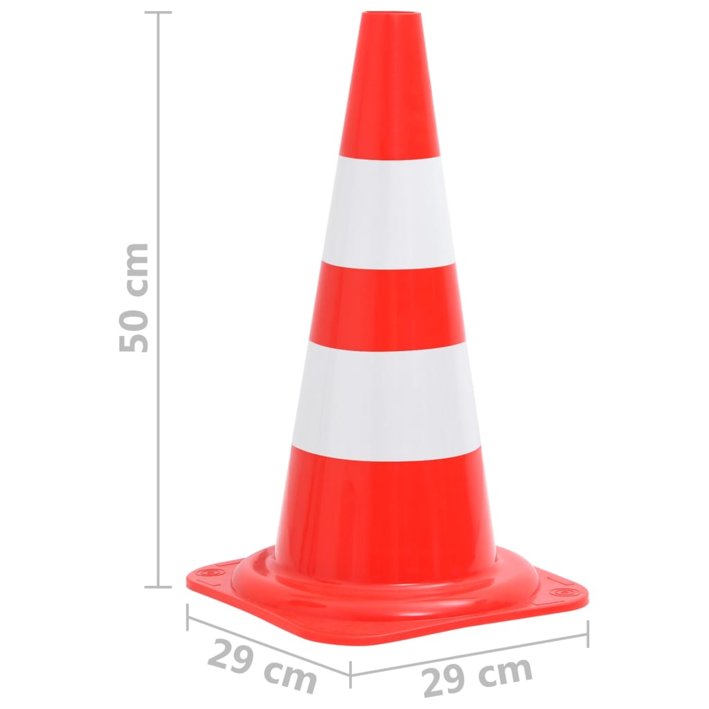Reflekterende trafikkjegler 20 stk rød og hvit 50 cm