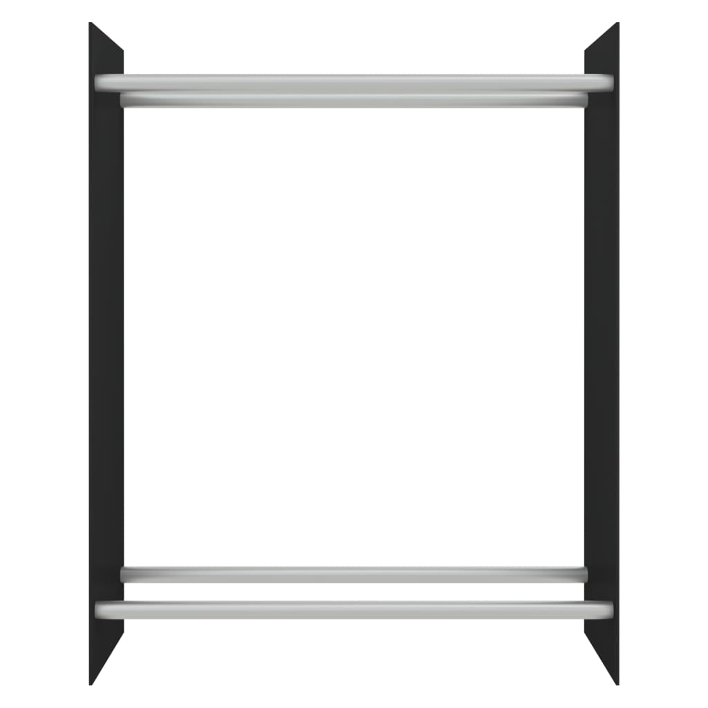 Vedstativ svart 80x35x100 cm herdet glass
