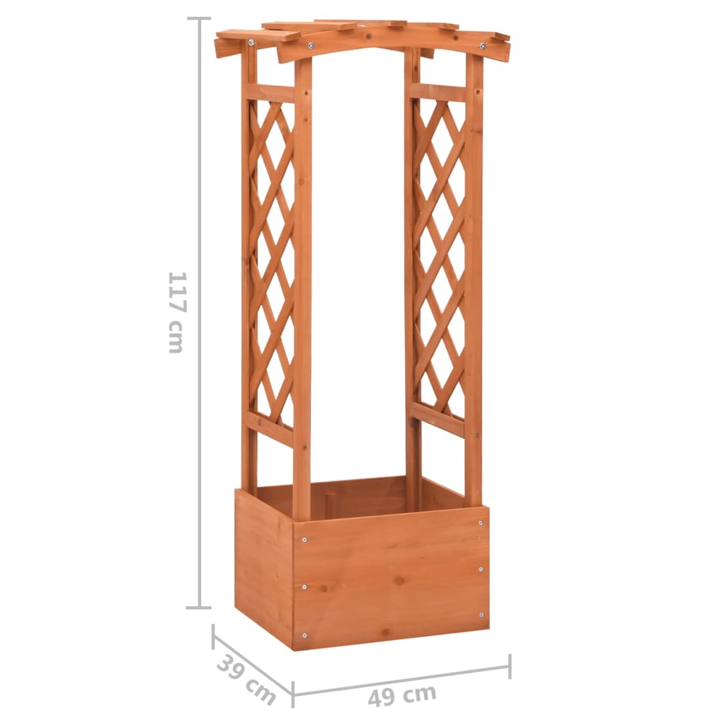 Blomsterkasse med espalier og bue 49x39x117 cm gran