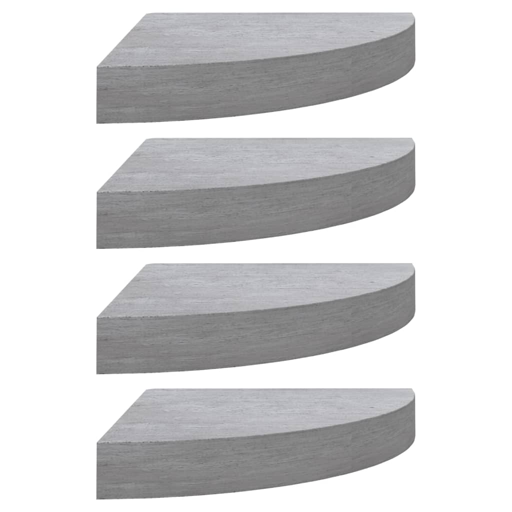 Hjørnehyller vegghengt 4 stk betonggrå 35x35x3,8 cm MDF