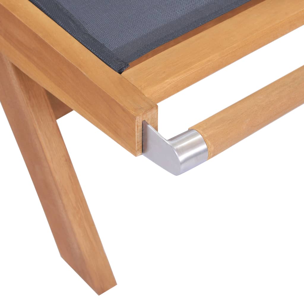 Foldbar solseng med hjul 2 stk heltre teak og textilene