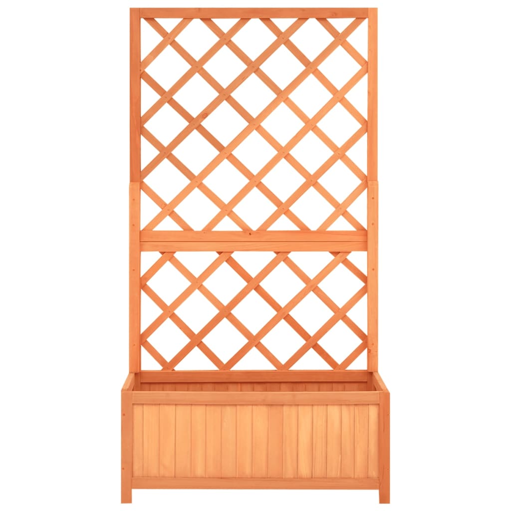 Blomsterkasse med espalier brun 70x30x135 cm heltre gran