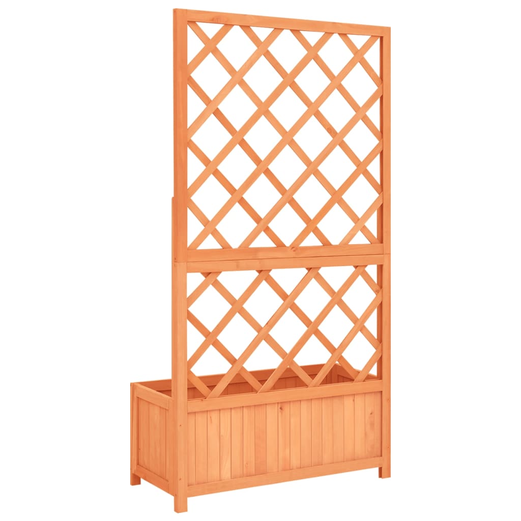 Blomsterkasse med espalier brun 70x30x135 cm heltre gran