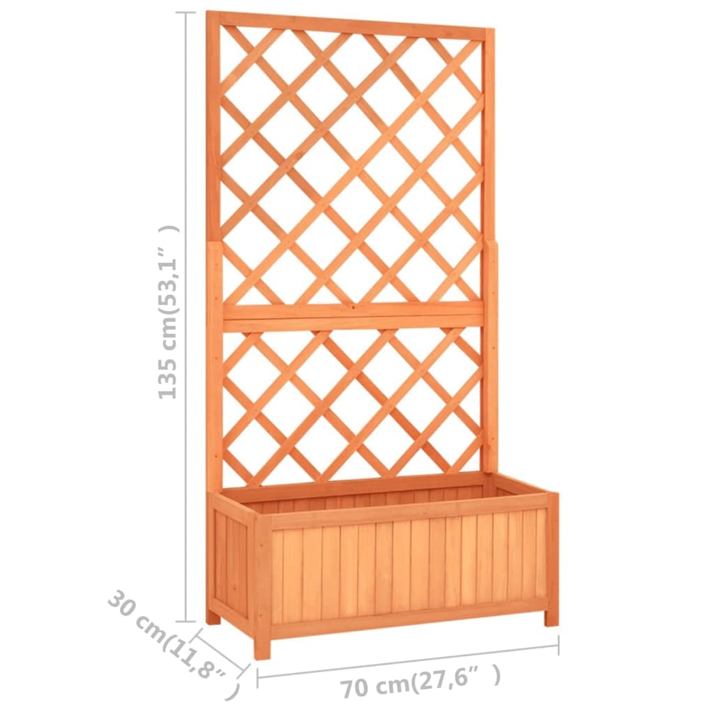 Blomsterkasse med espalier brun 70x30x135 cm heltre gran