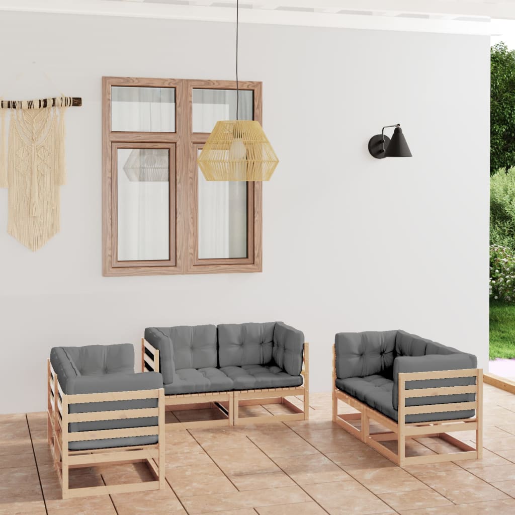 Hagesofagruppe med puter 6 deler heltre furu