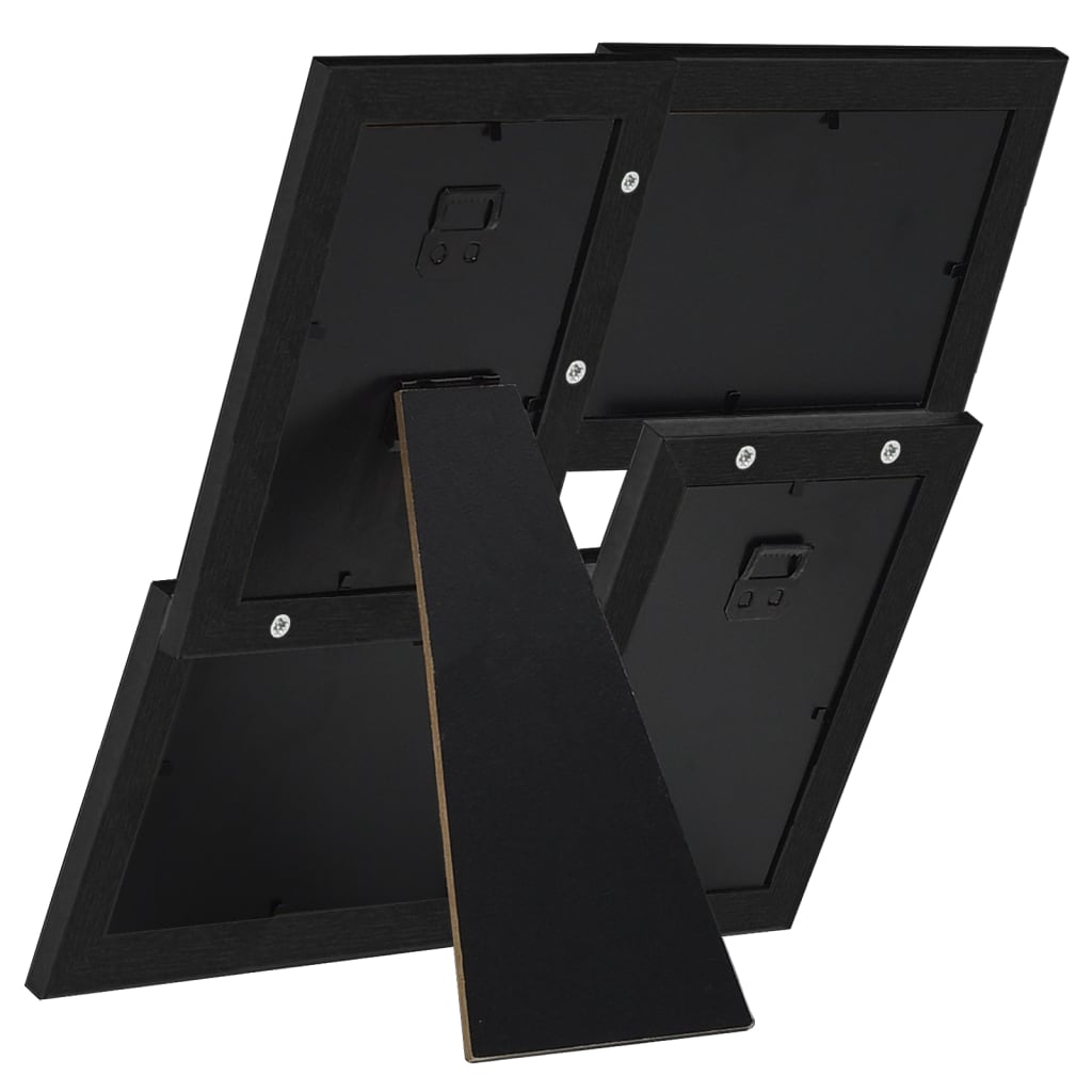 Fotorammekollasj for 4x(10x15 cm) bilde svart MDF