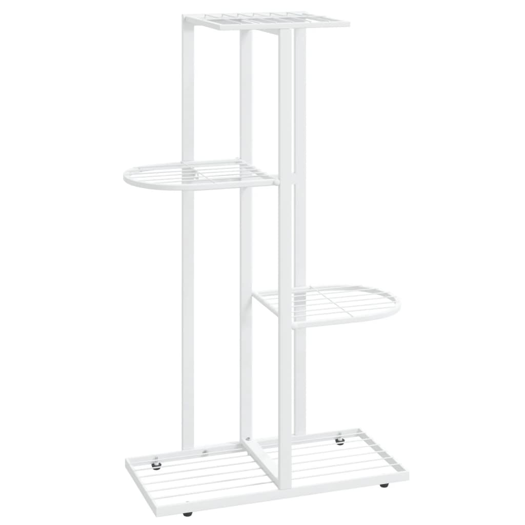 Blomsterstativ med 4 etasjer 43x22x76 cm hvit metall