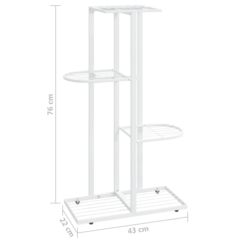 Blomsterstativ med 4 etasjer 43x22x76 cm hvit metall