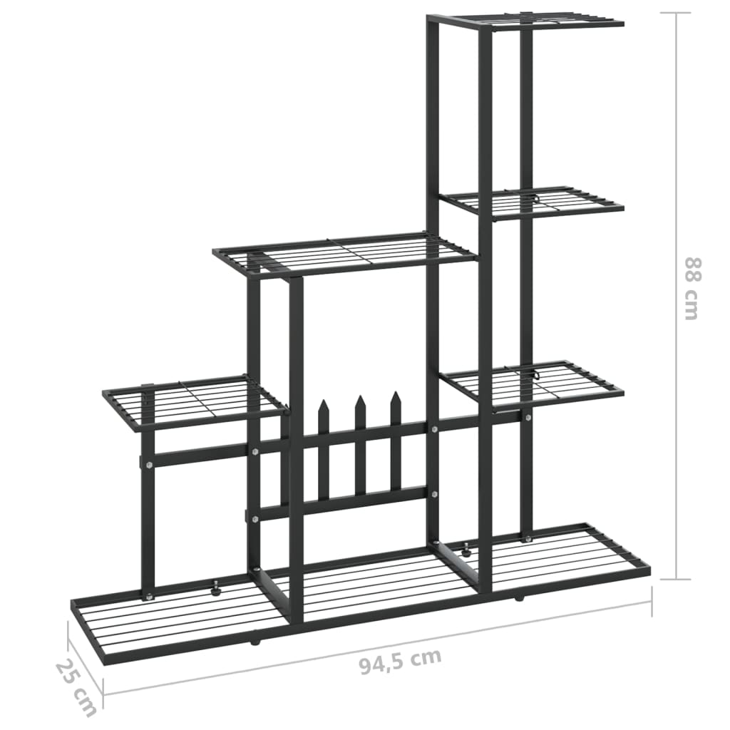 Blomsterstativ 94,5x25x88 cm svart metall
