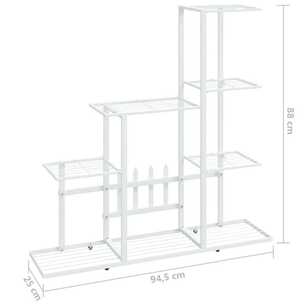 Blomsterstativ 94,5x25x88 cm hvit metall