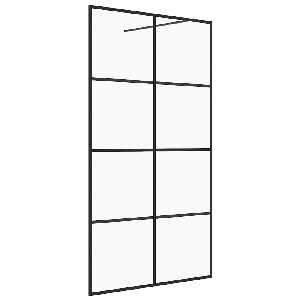 Dusjvegg med klart ESG-glass 90x195 cm svart