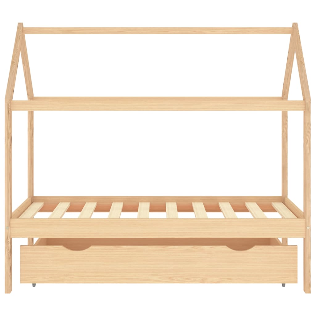 Ramme for barneseng med skuff heltre furu 80x160 cm