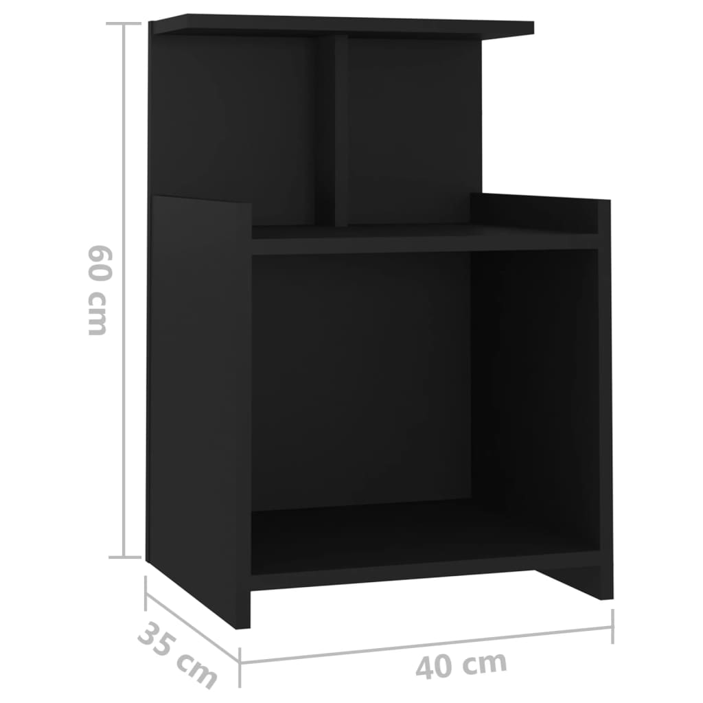 Nattbord svart 40x35x60 cm konstruert tre