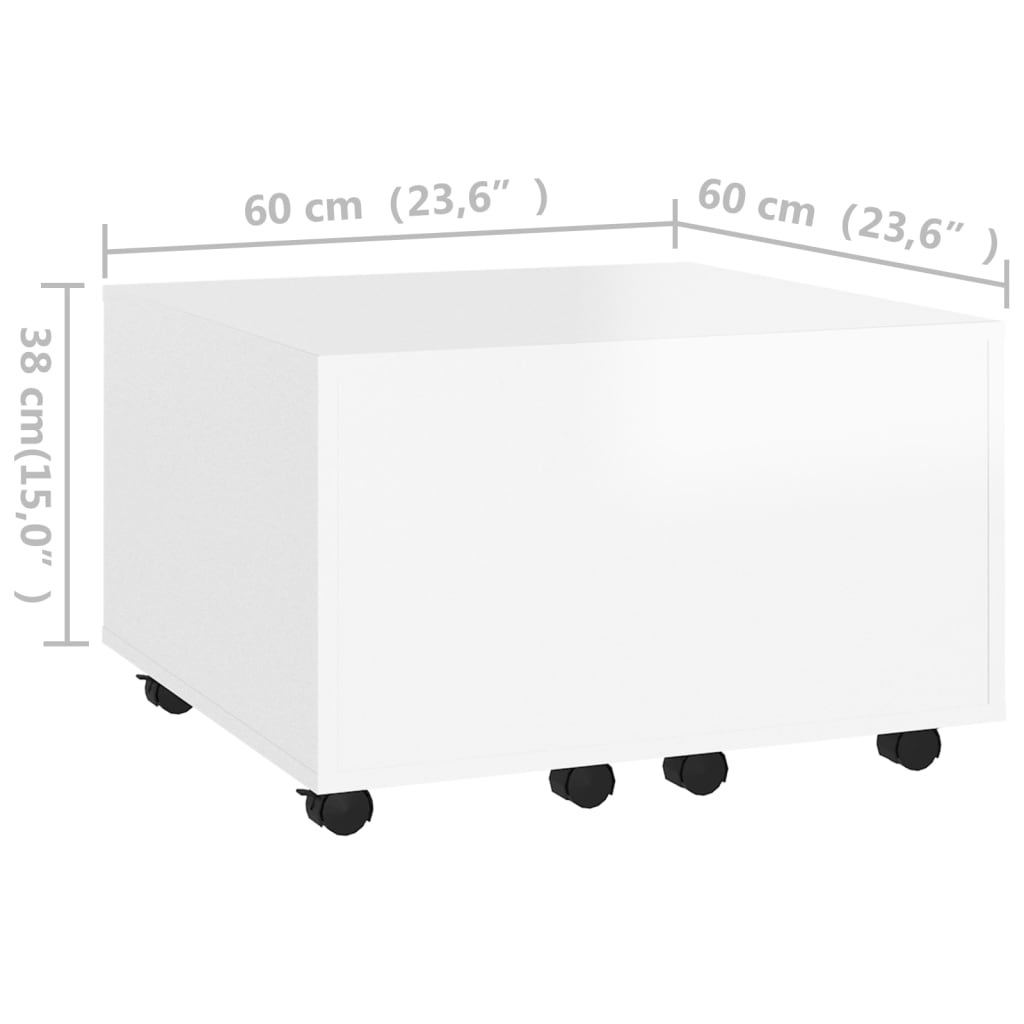 Salongbord hvit 60x60x38 cm konstruert tre