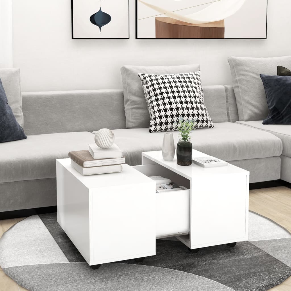 Salongbord hvit 60x60x38 cm konstruert tre