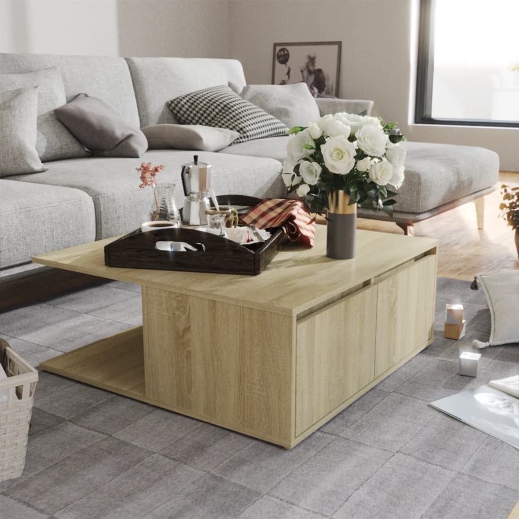 Salongbord sonoma eik 80x80x31 cm konstruert tre
