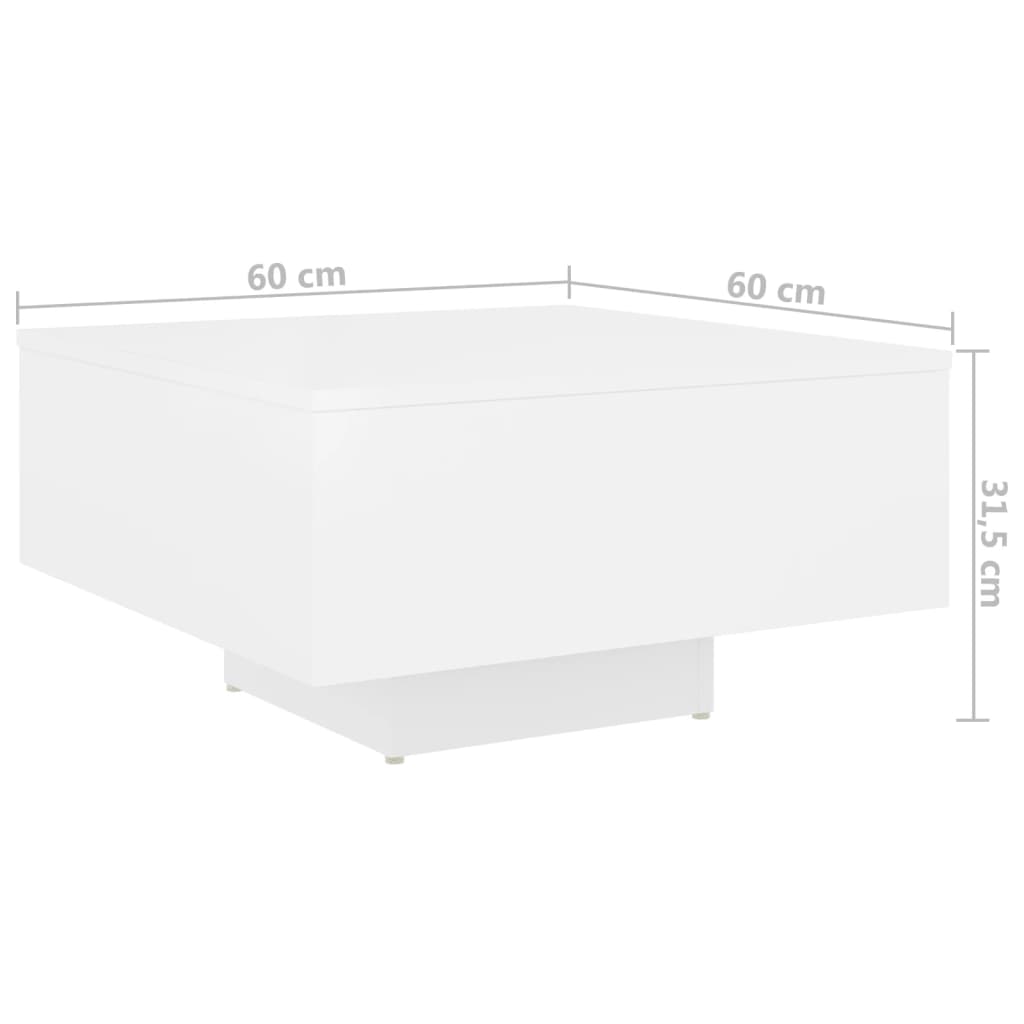 Salongbord hvit 60x60x31,5 cm konstruert tre