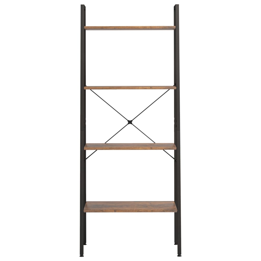 Gulvhyller 4 etasjer mørkebrun og svart 56x35x140 cm