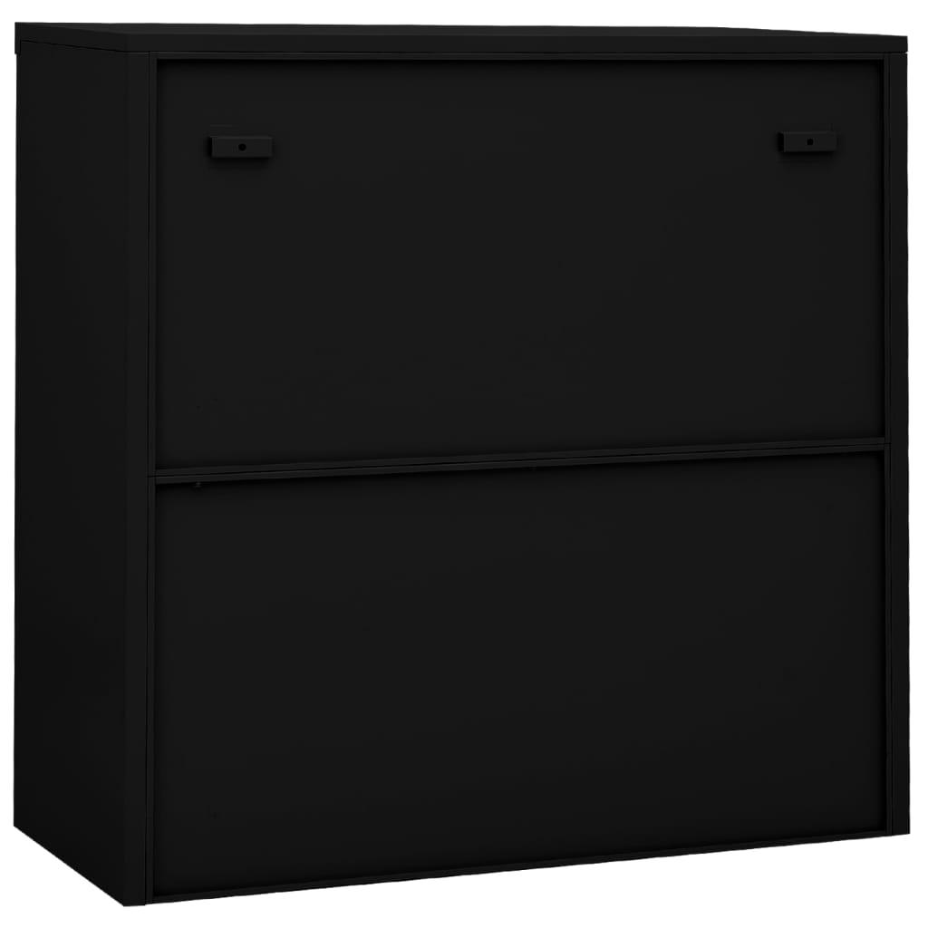 Kontorskap med skyvedør 90x40x90 cm stål svart