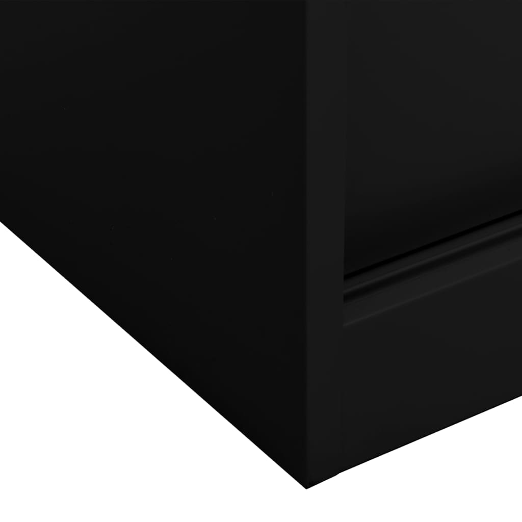 Kontorskap med skyvedør 90x40x90 cm stål svart
