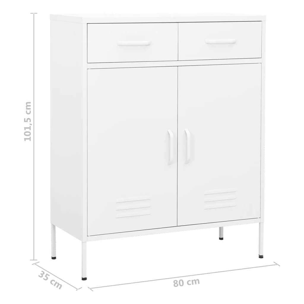 Oppbevaringsskap hvit 80x35x101,5 cm stål