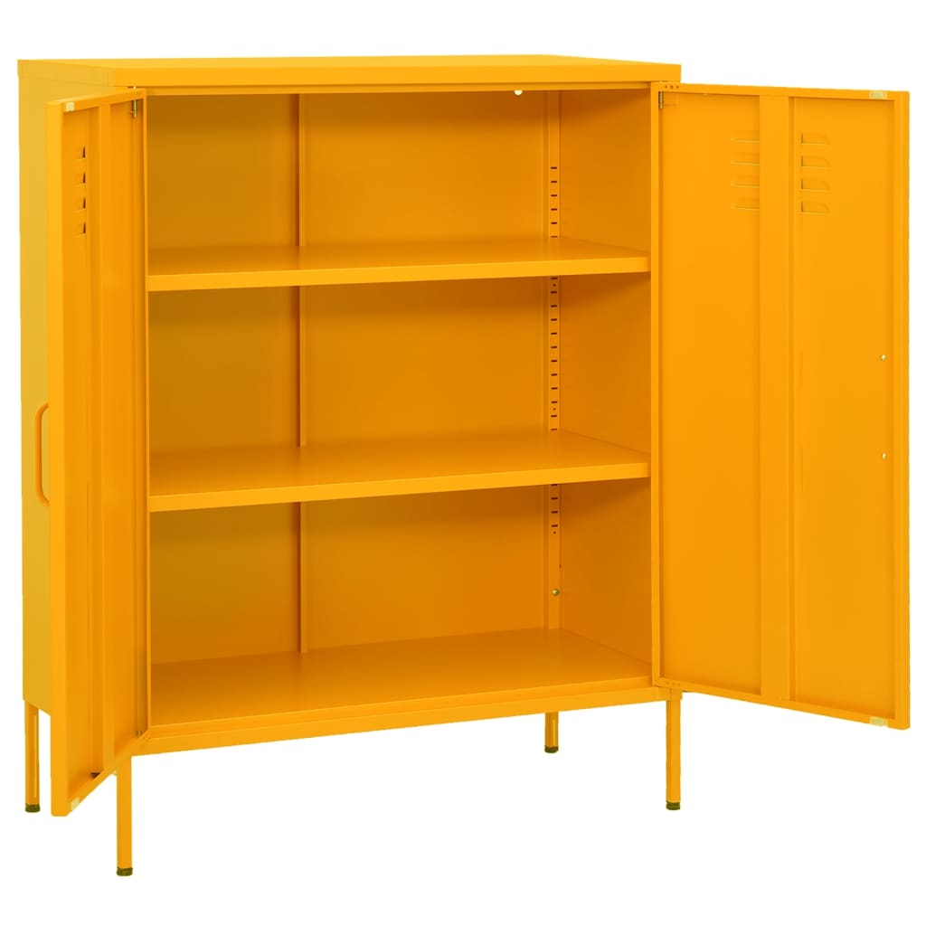 Oppbevaringsskap sennepsgul 80x35x101,5 cm stål