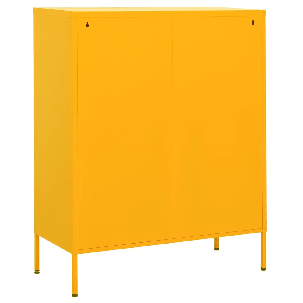 Oppbevaringsskap sennepsgul 80x35x101,5 cm stål