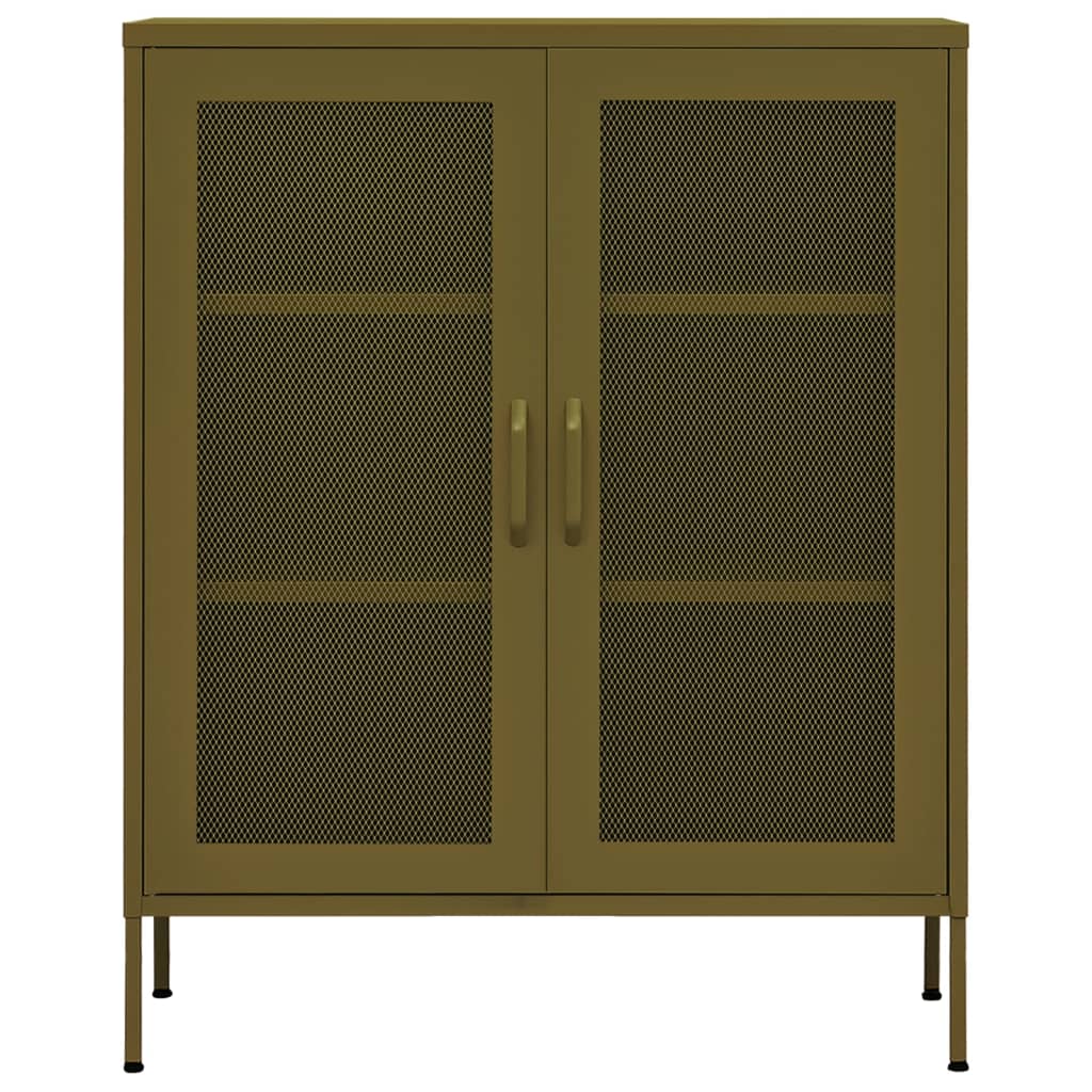 Oppbevaringsskap olivengrønn 80x35x101,5 cm stål
