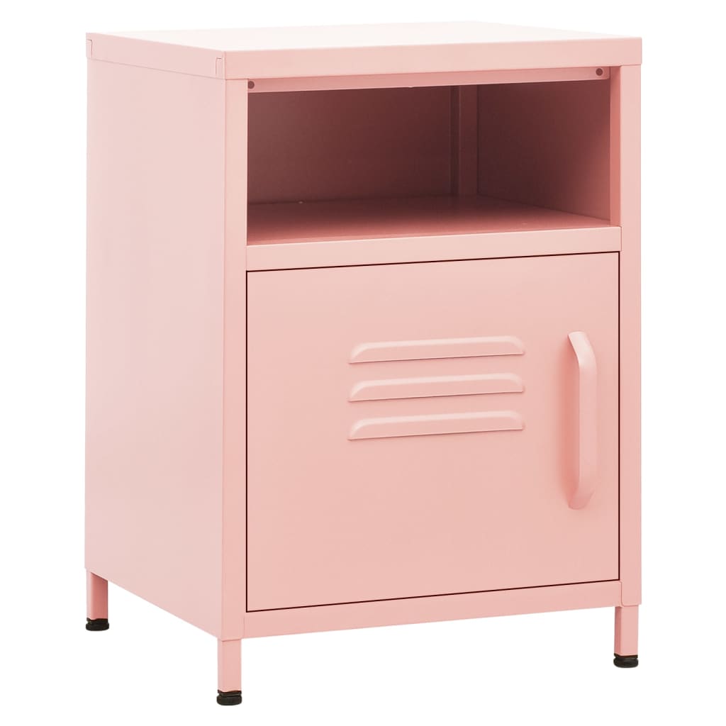 Nattbord rosa 35x35x51 cm stål