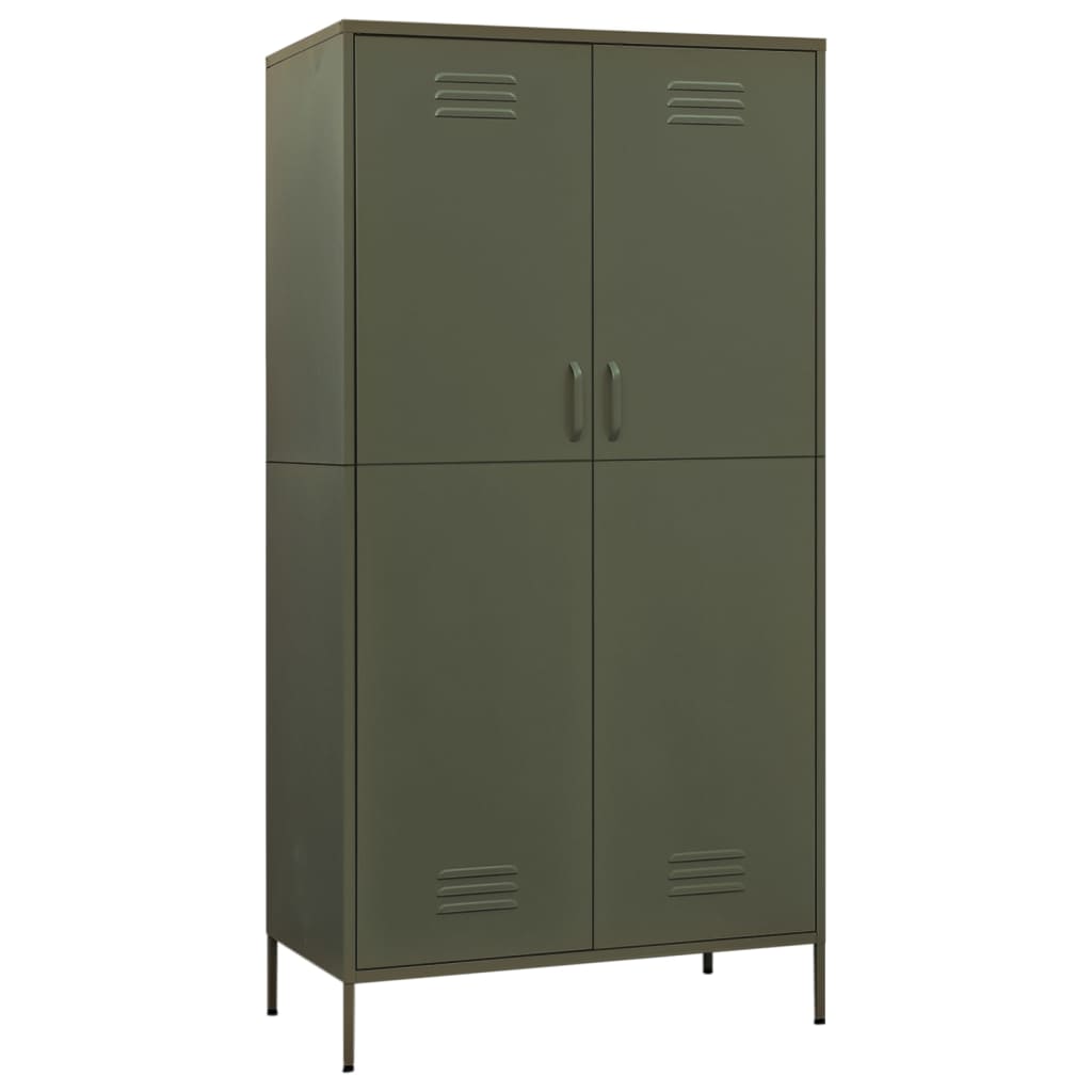 Garderobe olivengrønn 90x50x180 cm stål