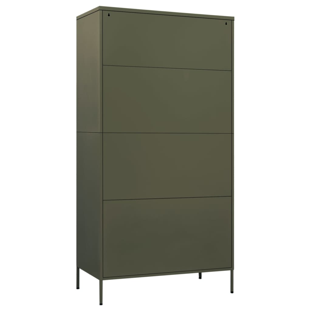 Garderobe olivengrønn 90x50x180 cm stål