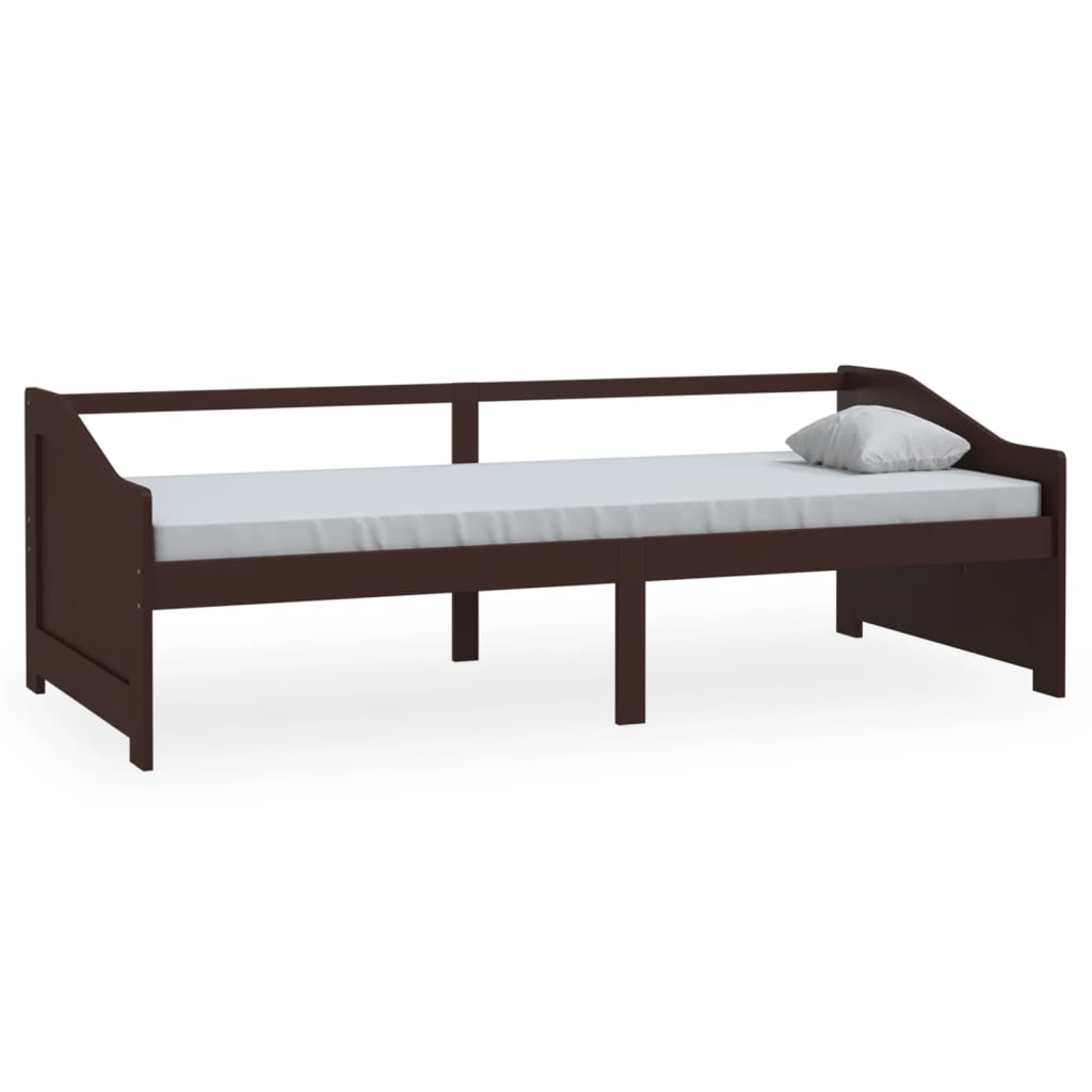 Sengeramme 3 seter heltre furu 90x200 cm mørkebrun