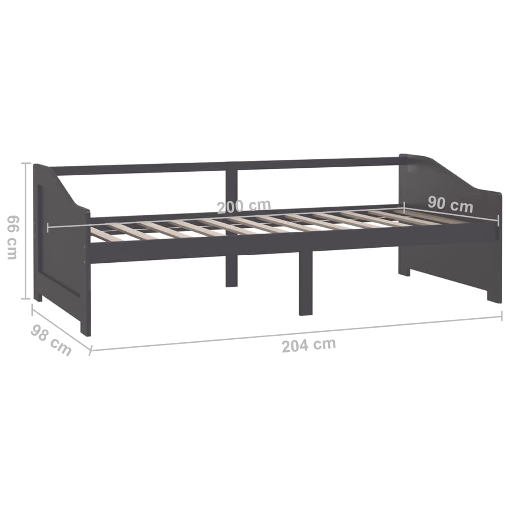 Sengeramme 3 seter heltre furu 90x200 cm mørkegrå