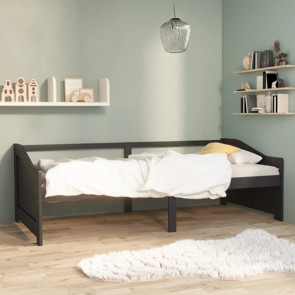 Sengeramme 3 seter heltre furu 90x200 cm mørkegrå