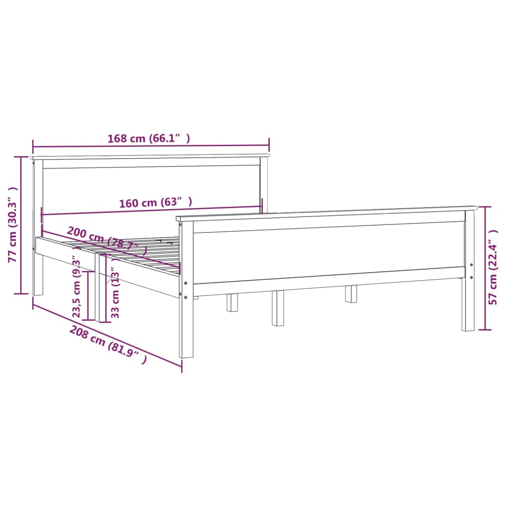 Sengeramme honningbrun heltre furu 160x200 cm