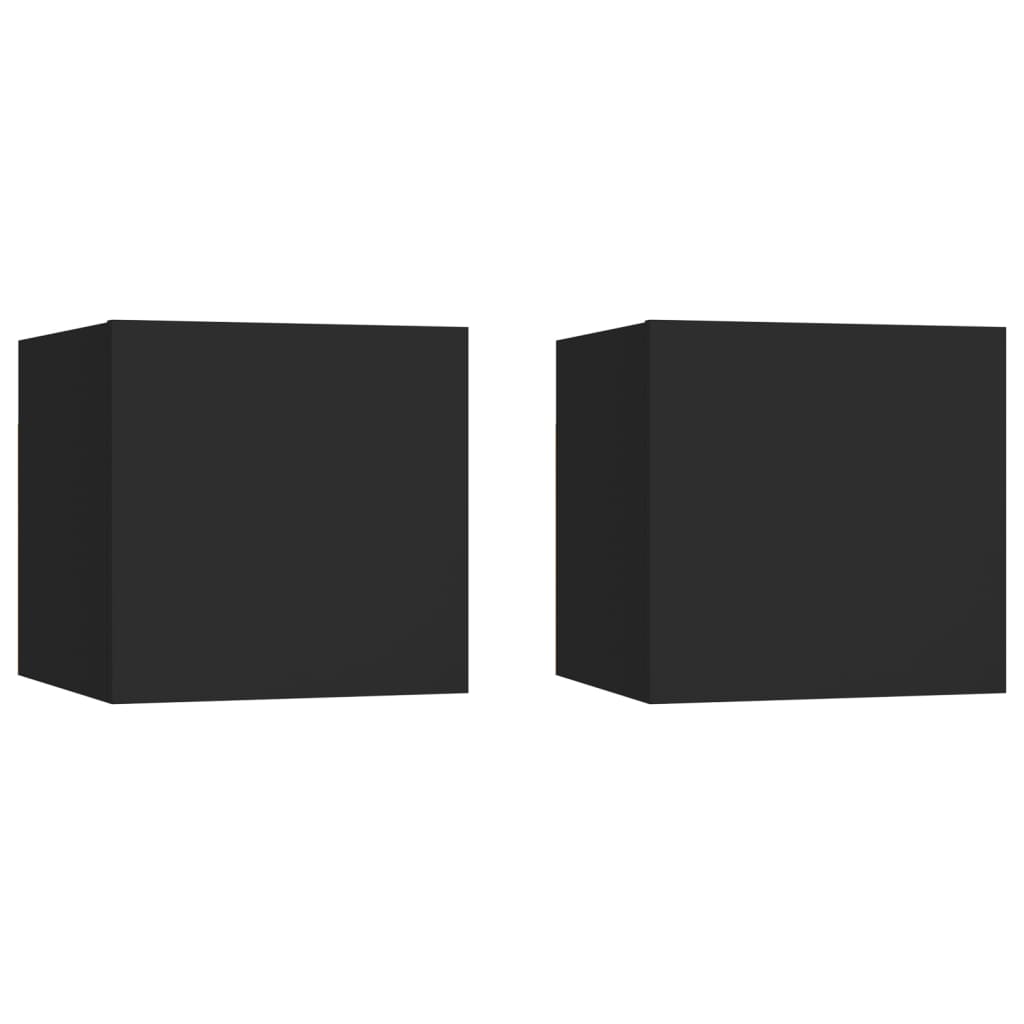 Nattbord 2 stk svart 30,5x30x30 cm konstruert tre