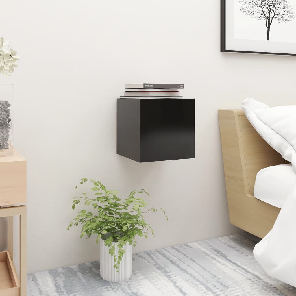 Nattbord 2 stk svart 30,5x30x30 cm konstruert tre