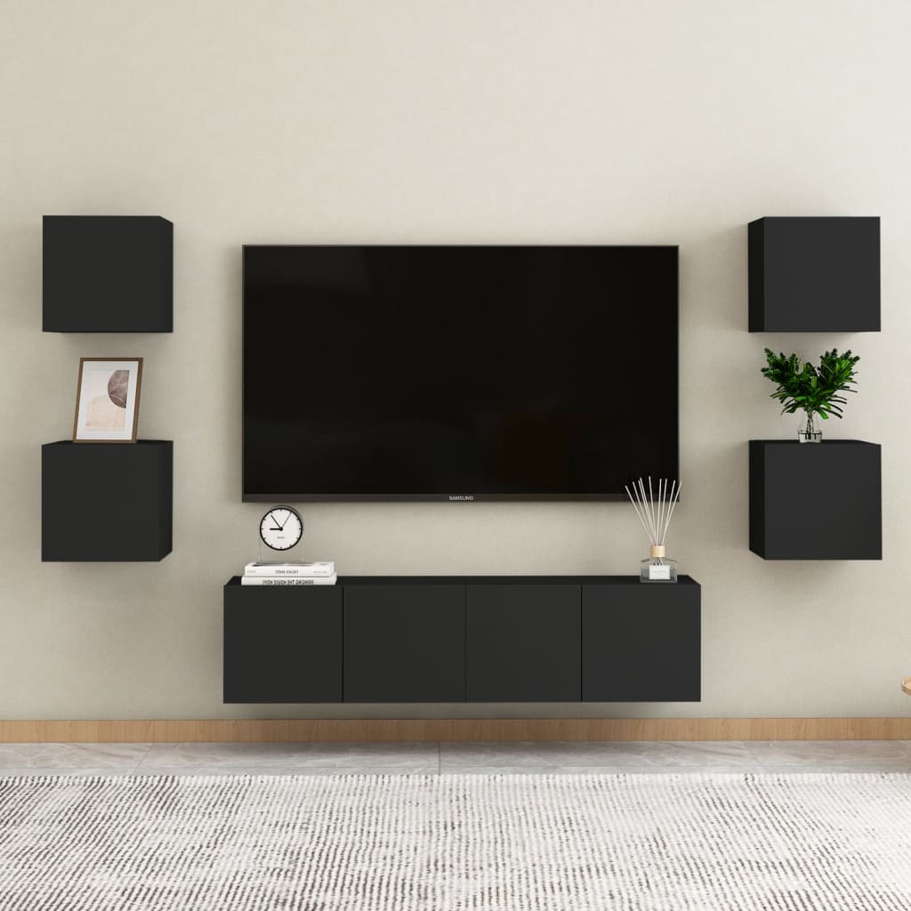 Nattbord 2 stk svart 30,5x30x30 cm konstruert tre