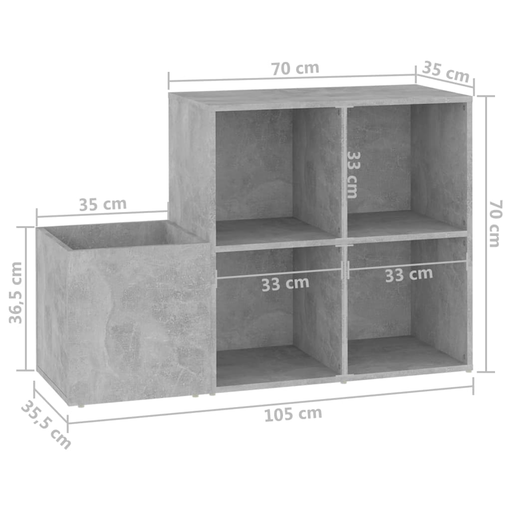 Skoskap for gang betonggrå 105x35,5x70 cm konstruert tre
