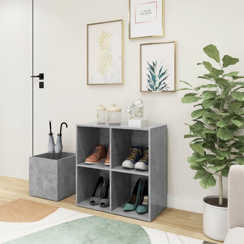 Skoskap for gang betonggrå 105x35,5x70 cm konstruert tre