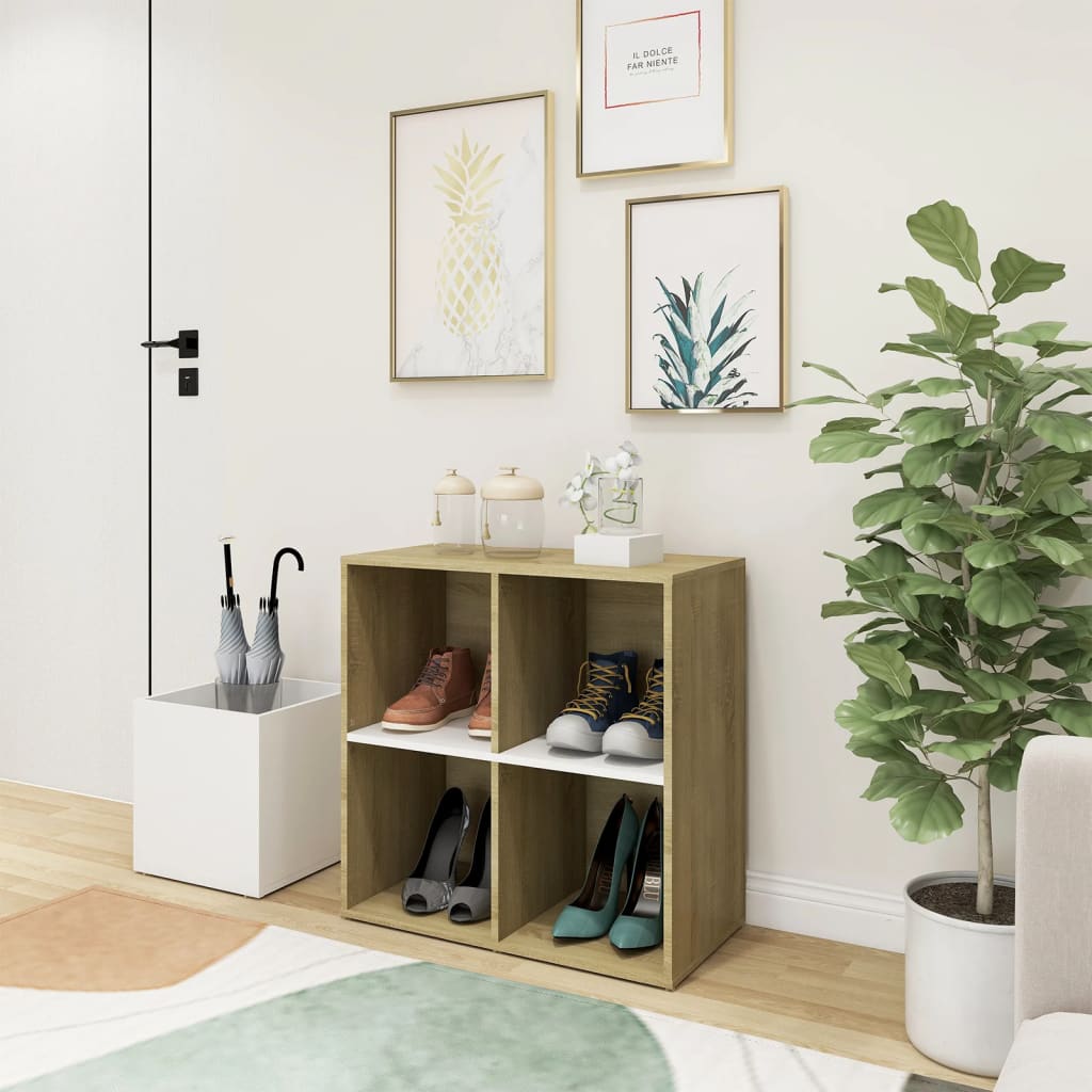 Skoskap for gang hvit sonoma eik 105x35,5x70 cm konstruert tre