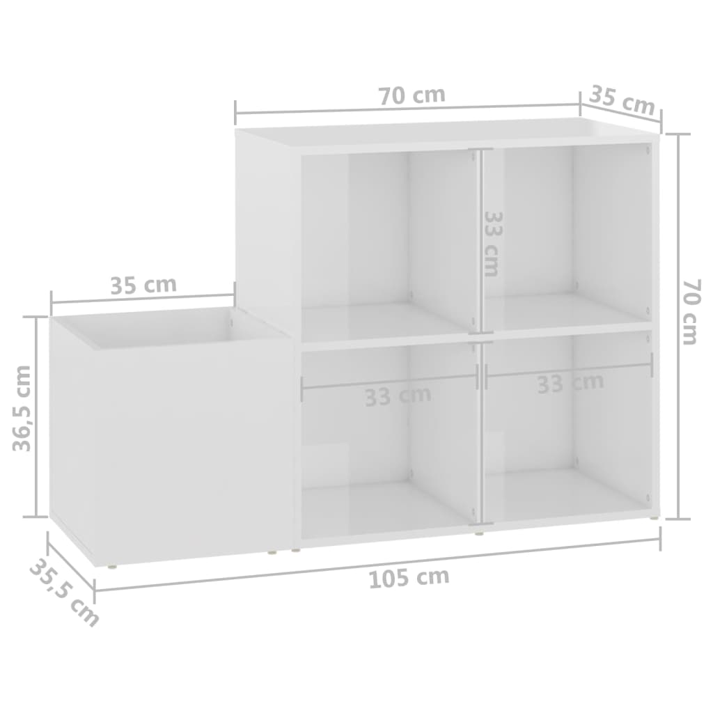 Skoskap for gang høyglans hvit 105x35,5x70 cm konstruert tre