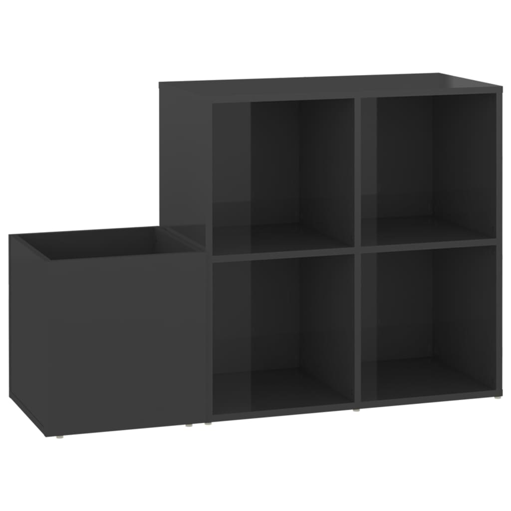 Skoskap for gang høyglans grå 105x35,5x70 cm konstruert tre