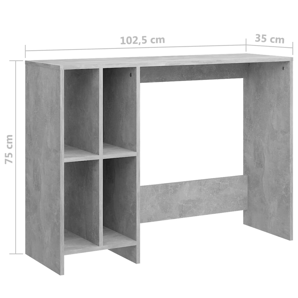 Laptopbord betonggrå 102,5x35x75 cm konstruert trer