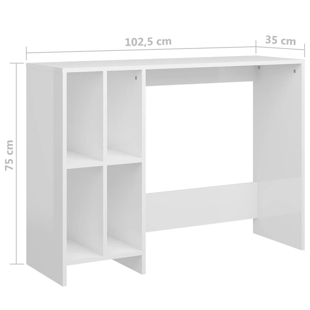 Laptopbord høyglans hvit 102,5x35x75 cm konstruert trer