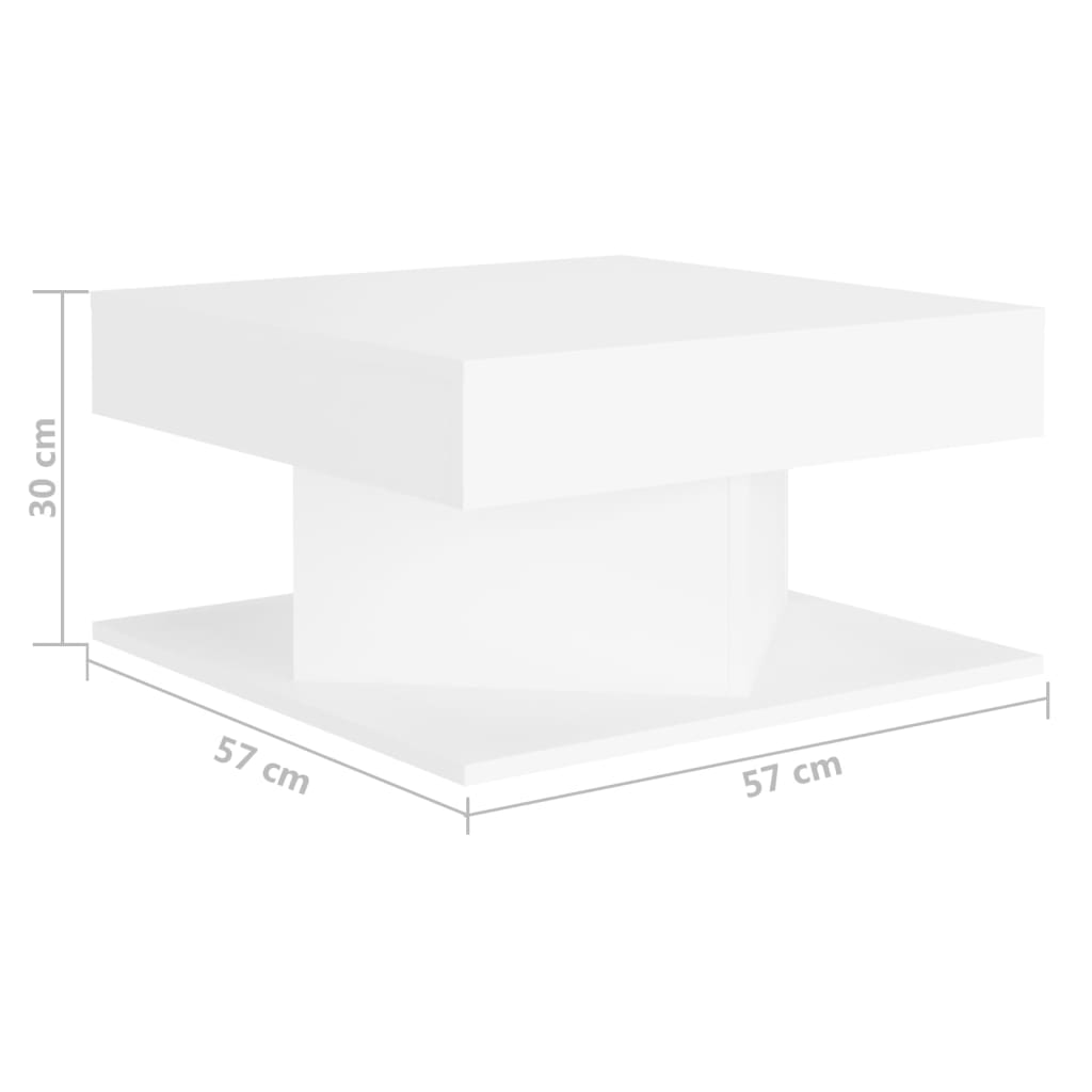 Salongbord hvit 57x57x30 cm konstruert tre