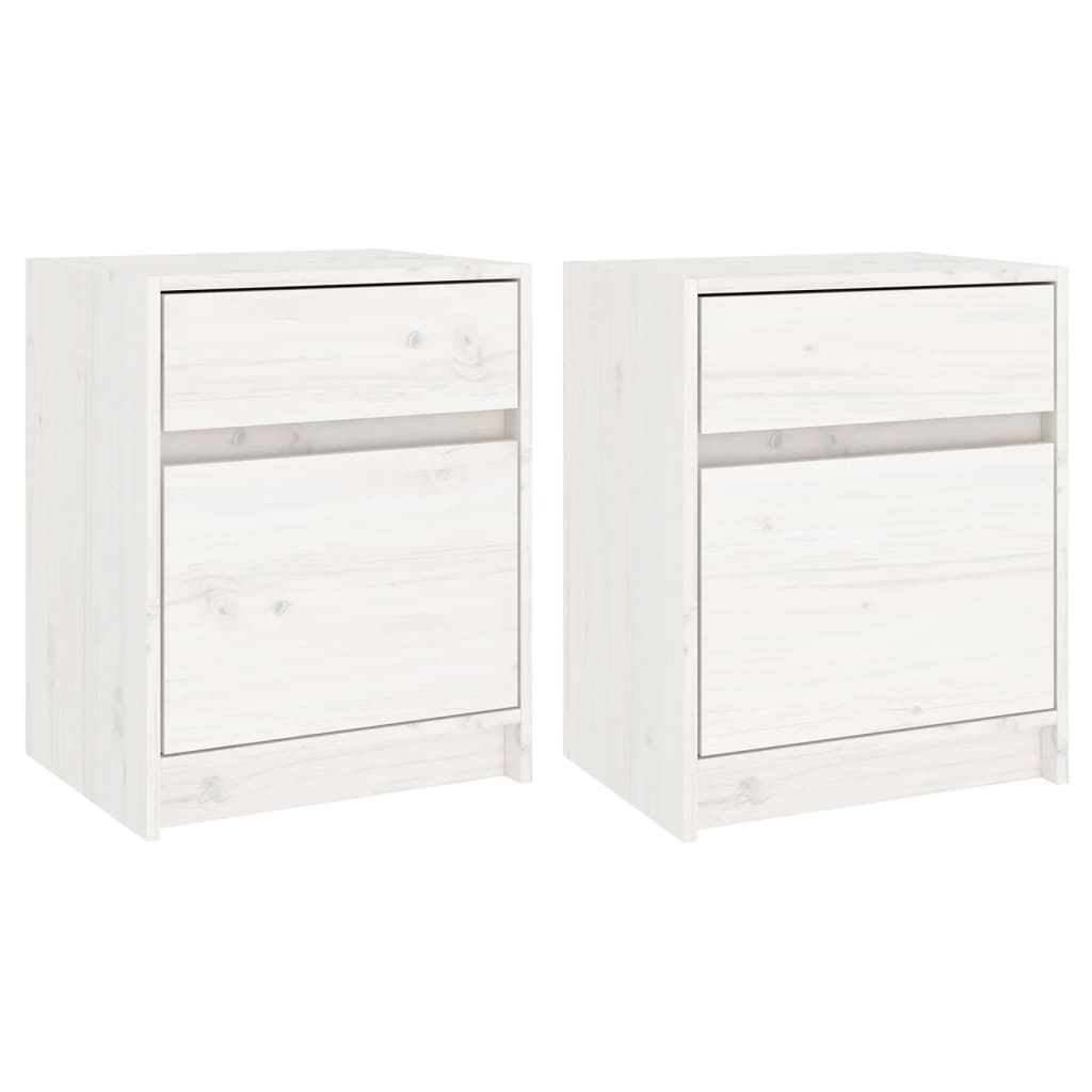 Nattbord 2 stk hvit 40x31x50 cm heltre furu