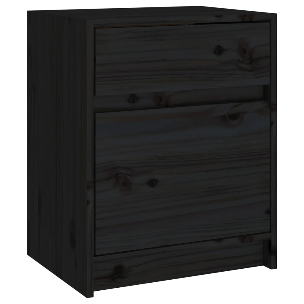 Nattbord 2 stk svart 40x31x50 cm heltre furu